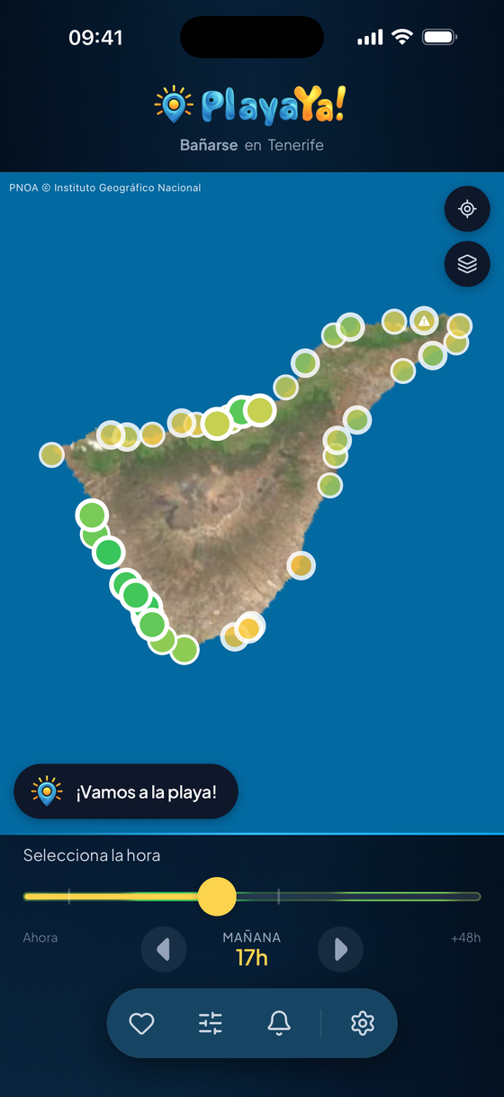 PlayaYa!: mappa con selettore delle ore